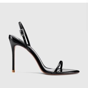 Black Strappy Stiletto Heel Sandals